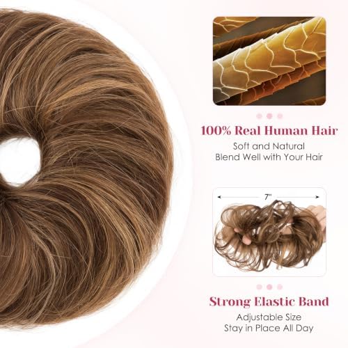 Messy Bun Hair Pieces Human Hair, Wavy #4P27 - Image 2