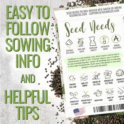 Seed Needs Snowball Y Improved Cauliflower Seeds to Plant Heirloom 2 Packs - Image 4