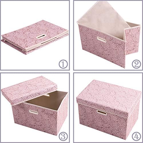 Prandom Large Storage Boxes with Lids,Pink-43x30x30cm,Foldable,3-Pack - Image 6