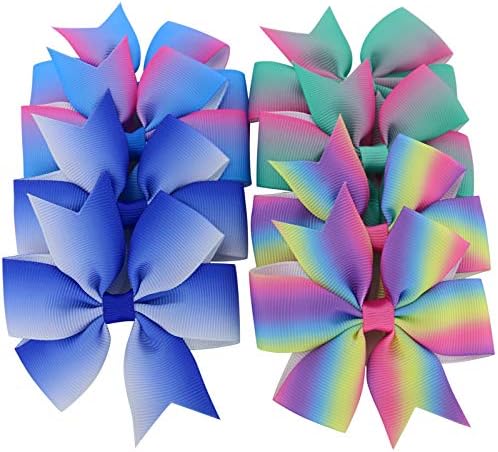 20 Pair 3in Pinwheel Rainbow Bows Grosgrain Ribbon Hair Clips For Baby Girls Teens Kids Toddler Gifts Accessories - Image 4