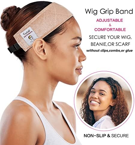 Grip Band - Lace Front Headband for Secure, Non-Slip Grip and Keeping Wigs in Place - Velvet No-Slip Gripper Accessory for Women, Beige, 2 Pack - Image 2