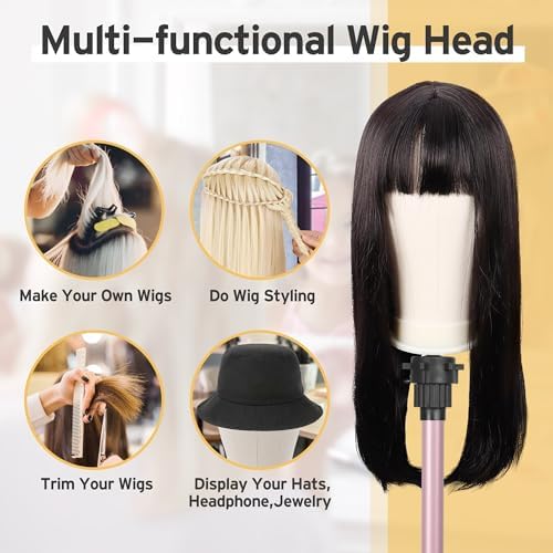 Klvied Wig Mannequin Stand with Head for Desktop,Rose Golden - Image 7