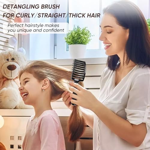 Boar Bristle Detangling Hair Brush for Wet & Dry Hair, Women Men - Image 5