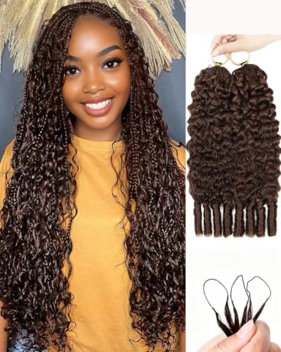 4# Chocolate Brown 14 Inch Human Crochet Hair for Black Women, Feather Crochet Extensions 110g 80 Strands, Resusable Miracle Look Hair Bundles Soft Lightweight Small Knots Burmese Curly by VDZ100HumanHair