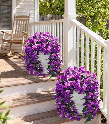Faux Bougainvillea Artificial Flowers Plants for Outdoors Outside Decoration, 2pcs Realistic Fake Flowers UV Resistant Silk Long Trailing Vines for Front Door Planter Patio Balcony Yard Garden, Mix - Image 3