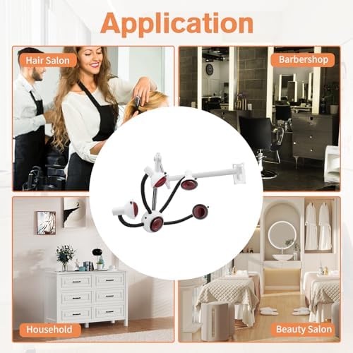 Wall Mounted Hair Dryer with Infrared Heat Bulbs, 5 Heads Multifunctional Salon Hair Color Processor Accelerator Heater Lamp, 750W Professional Infrared Hair Treatment Perm Machine (White+Black) - Image 7