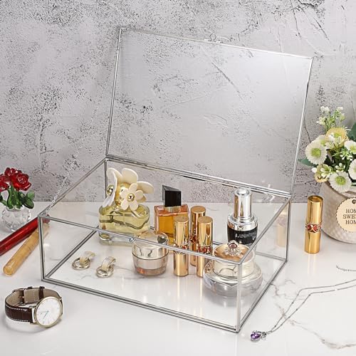 Hipiwe Vintage Glass Box with Lid Clear Jewelry Display Organizer, X-Large - Image 6
