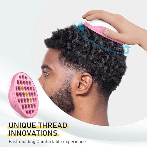Silicone Curl Brush with Pick and Spiral Cavities, Two-Sided Hair Curling Tool for Afro Curls, Small Holes Curler for All, Pink, 1 Piece - Image 3