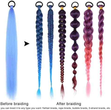 2 Pc Blue Ponytail Extension 26'' Long Braided Ponytail Extension for Women - Image 4