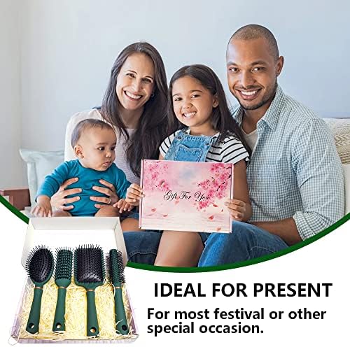 4 Pcs Hair Brush Gifts Set for Women,Detangling Hairbrush for Women and Kids,Flexible Soft Pin Bristles for Long Thick Curly Wavy Dry Damaged Hair - Image 2