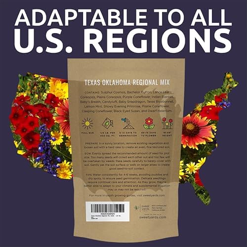Texas Oklahoma Wildflower Seeds Mixture - Bulk 1/4 Pound Bag - Over 60,000 Native Seeds - Open Pollinated and Non GMO - Image 7