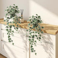 Fake Ivy Hanging Plant - Artificial Plants Indoor with Pots Set of 2, Fake Potted Plants for Outdoor, Silk Faux Greenery Pothos for Wall Tabletop Desk Decor, White Green 33In by Unknown