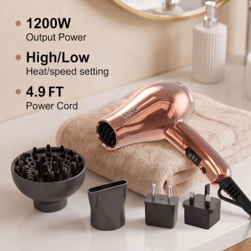 LURA Auto Dual Voltage Mini Travel Hair Dryer with Diffuser for Women - Image 5