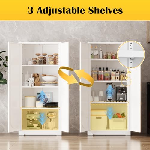 Steeloong 60"Metal Pantry Storage Cabinet with Doors & 3 Adjustable Shelves - Image 4