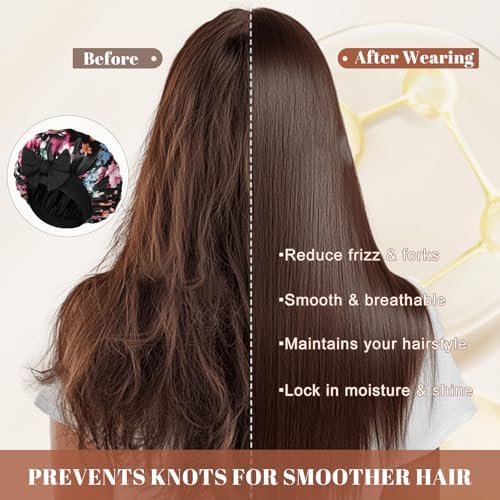 CHLINS Double Layer Satin Bonnet for Sleeping, Hair Bonnet for Curly Hair - Image 5