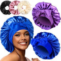 2+3 Large Satin Bonnets with Scrunchies for Women, Hair Bonnet Sleeping Tie Bonnet for Braids Curly Hair by Heniho