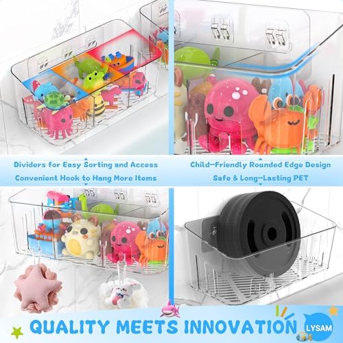Bath Toy Storage 4 Packs, Large Bath Toy Holder - 3 Compartments, Quick-Dry - Image 5