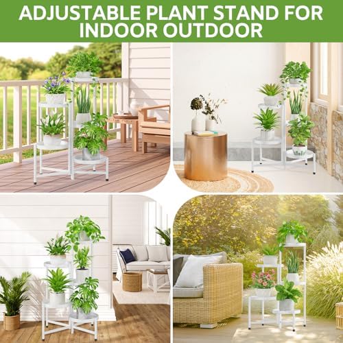 5 Tier Large Plant Stand Indoor Outdoor, 10 In Wide Tray, White - Image 6