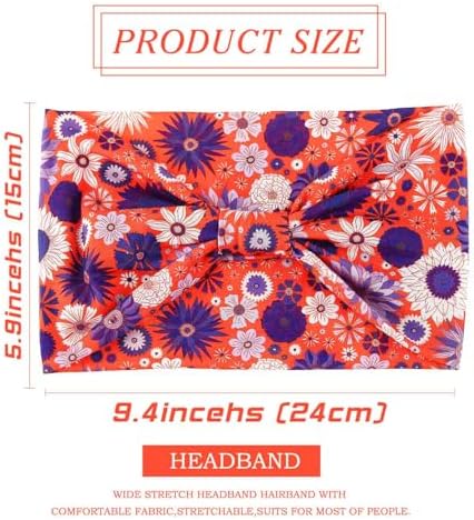 Olbye Wide Boho Headbands Floral Stretch Head Wraps Bohemian African Turban Hairbands Knotted Bandana Headband Yoga Running Head Scarfs Workout Hair Accessories for Women 4Pcs (Floral, 9.4 * 5.9'') - Image 5