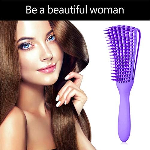 Hair Brush, Detangling Brush for Afro America/African Hair Textured 3a to 4c Kinky Wavy/Curly/Coily/Wet/Dry/Oil/Thick/Long Hair, Knots Detangler Scalp Massage Comb (2 pcs, Black-Purple) - Image 3