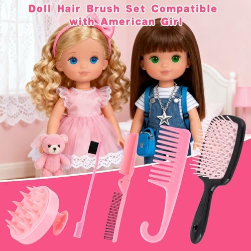 Doll Hair Brush Compatible with American Girl, Doll Wig Brush Set with Spray Bottle Detangle Brush Curly Hair Comb Set Fit for American Girl Doll Accessories, Doll Head Hair Styling Brush Set 8 PCS· - Image 5
