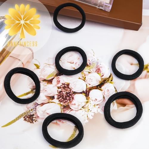 Kanprincess Black Nylon Hair Ties, 100PCS No-Damage Soft Bands for Women - Image 6