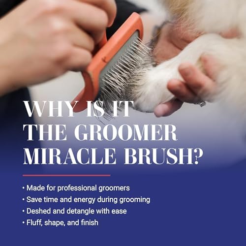 Chris Christensen Big G Dog Slicker Brush, Groom Like a Professional, Fluff Detangle Style, Saves Time Energy, Made in Germany, Coral, Medium - Image 2