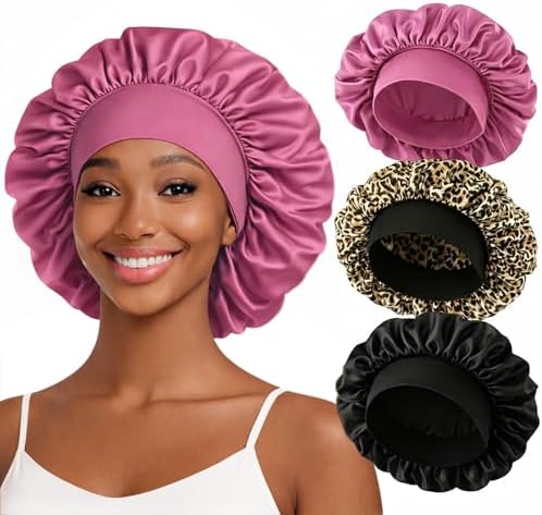 ZHENSILK 3PCS Silk Sleep Bonnet for Women, Large Satin Hair Caps with Elastic Band for Curly Hair and Frizz Control by ZHENSILKFocusonhaircare