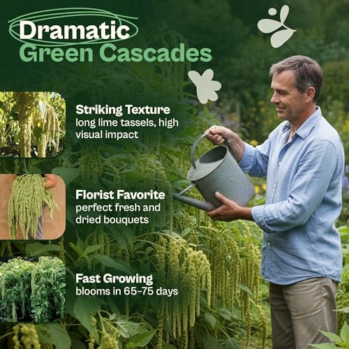SVI 1500 Emerald Tassels Amaranth Seeds (Amaranthus caudatus) – Green Amaranthus Seed Packets Bulk, Heirloom Flower Garden Seed – Cut Flower Seeds for Outdoor Garden, Containers, Cutting Beds - Image 3