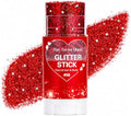 Red Hair Glitter Stick, Face Body Glitter Stick Makeup for Women Girls, School Spirit Week Game Day Cheer Football Accessories, Chunky Shimmer Sequins for Halloween Costume, Concert Festival by Yeweian