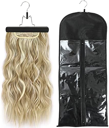 Hair Extension Holder, Extra Long Wig Storage Bag with Hanger for Multiple Wigs Hairpieces, Portable Wig Bags Storage Style Hair Travel Hair Extensions Bag (31.5 Inch, 1Pcs Black) by USHUIUS