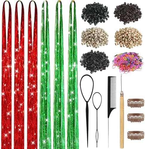 Hair Tinsel Kit for Girls Women Fairy Glitter Tinsel Hair Extensions by LEDIZE