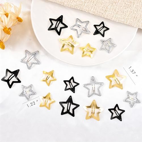 VIBILIA 18 Pcs Star Hair Clips Y2K Non-Slip Snap Hair Accessories, Silver - Image 4