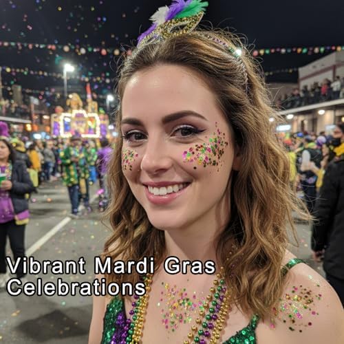 MEICOLY Mardi Gras Brazil Face Glitter Gel, Holographic Halloween Body Glitter, Skin-Friendly Hair Accessories for Kids & Adults, Gold Green Purple Mixed Game Day Spirit Day Hair Glitter - Image 4