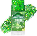 Shamrock Green Face Hair Glitter Stick,Holographic Clover Body Glitter Stick,Green Spirit Accessories for Sport Game Day,Waterproof Halloween Glitter Makeup,St Patricks Day Accessories by PaminifyBeautyMakeup