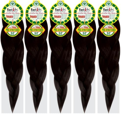 RastAfri Freed’m Silky Braid 24” – 5 Packs | 100% Afrelle Modacrylic Fiber from Kanekalon | Soft, Safe, Silky & Flexible Pre-Stretched Braiding Hair – Natural Look, Easy to Work With (#1B) - Image 2