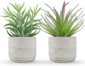 Der Rose 2 Pack 8.5" Fake Succulents Plants in Ceramic Pots for Boho Decor by DerRose