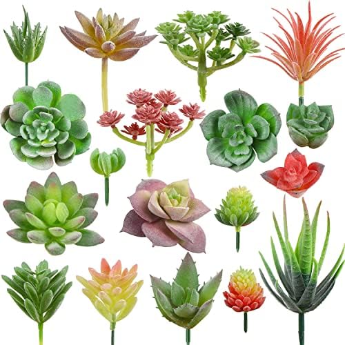 FOIMAS 18pcs Mini Artificial Succulent Plant,Flocked Faux Succulent for Floral Wall Garden Arrangement Home Office Decor,Unpotted by FOIMAS