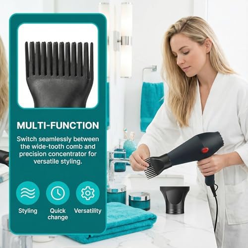 2 Pcs Universal Blow Dryer Comb Attachment Set Black Plastic Hair Concentrator Diffuser Nozzle Replacement Hair Dryer Attachments for Salon and Home Use Hair Dryer Nozzle - Image 4