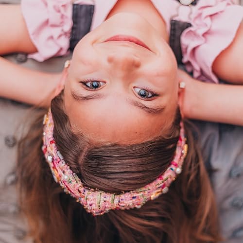 FROG SAC Knot Headband for Girls, Knotted Headbands for Toddler Kids, Rainbow Beaded Unicorn Hair Accessories (Pink Multicolor) - Image 6