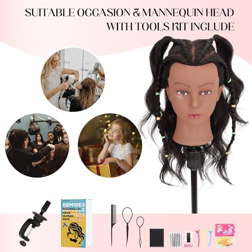 Human Hair Mannequin Head with Stand, 100% Real Hair - Image 7