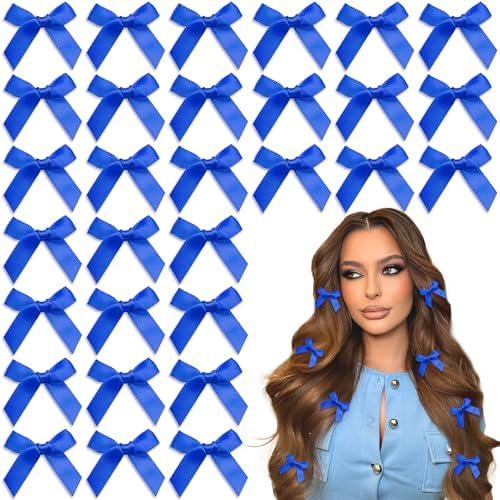 30PCS Small Hair Bows Satin Royal Blue Bow Hair Clips Cute Bowknot Hair Barrettes Y2K Hair Accessories for Women Girls by YAEISM