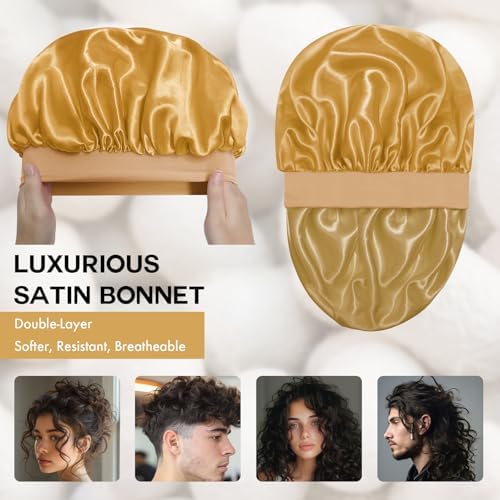 Satin Silk Bonnet for Hair, Double Layer Sleep Cap for Men & Women - Image 2