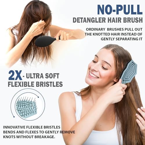 Fiora Naturals Detangling Hair Brush for Women, Detangler Hair Brush, Blue - Image 4