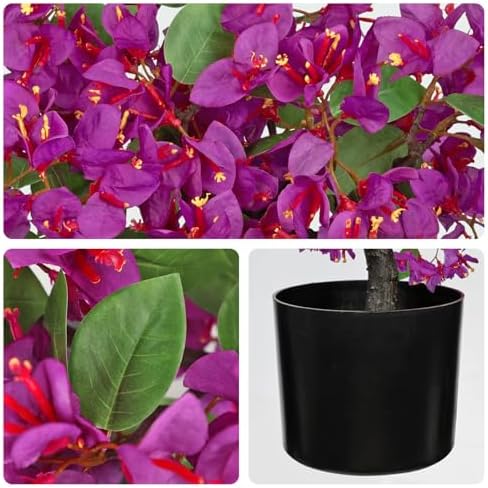 Briful Artificial Bougainvillea Plant in Black Pot 29.5" Tall Faux Silk Bougainvillea Floral Tree Tropical Fake Bougainvillea Tree for Home Office Room Garden Balcony Décor(Purple) - Image 3