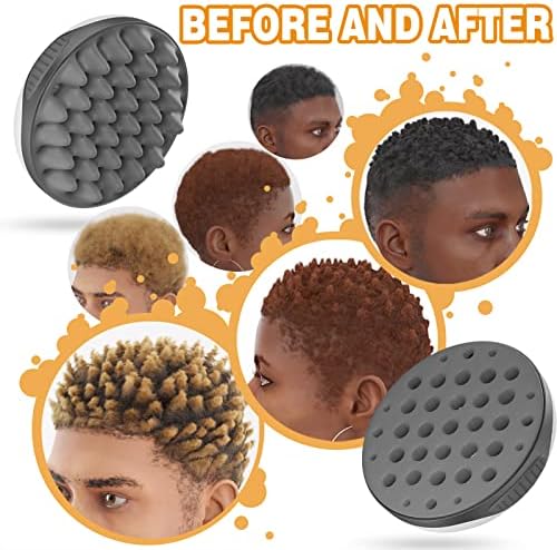 WTTORDE Silicone Hair Brush, Gray - Curly Hair Brush with Double-Sided Use, Different Sized Holes for Curling Afro and Short Hair, Non-Slip Twist Curl Comb for Men and Women, Travel Size - Image 2