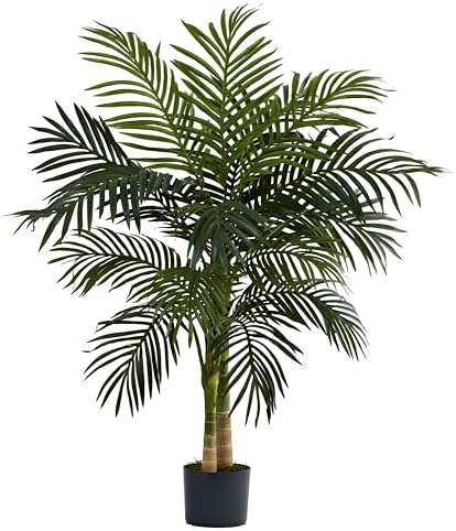 Nearly Natural 4 ft Artificial Golden Cane Palm Tree with Nursery Pot by NearlyNatural