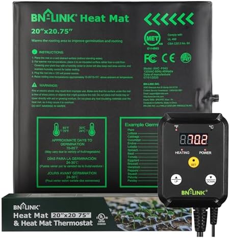 BN-LINK 20" x 20.75" Seedling Heat Mat with Thermostat Controller Combo Set by BN-LINK