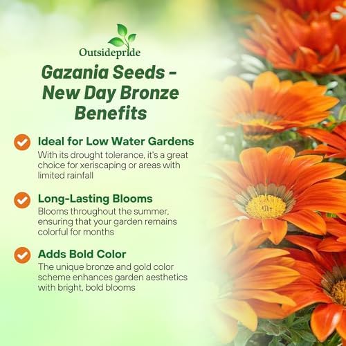 Outsidepride New Day Bronze Gazania Seeds for Planting – 25 Pcs Perennial, Low-Maintenance, Drought-Tolerant Ground Cover Seeds for Vibrant Summer & Fall Flowers, Great for Outdoor Gardens - Image 3