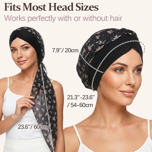 Ababalaya Satin Lined Head Wrap Chemo Headwear for Women - Image 3